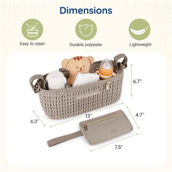 Stroller Organizer Baby Caddy Insulated Cup Holders Detachable Phone Bag - Picture 2 of 7